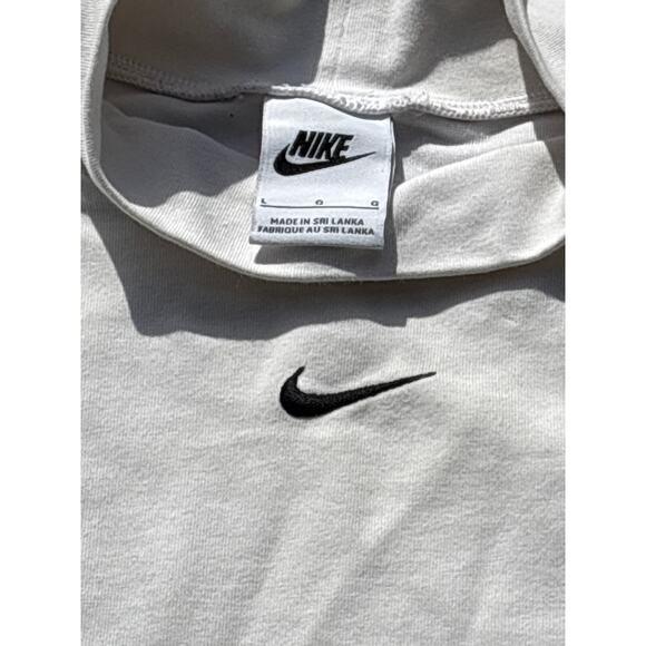 Nike center swoosh white black turtleneck crop top white women’s Large 17x17 - Picture 2 of 4
